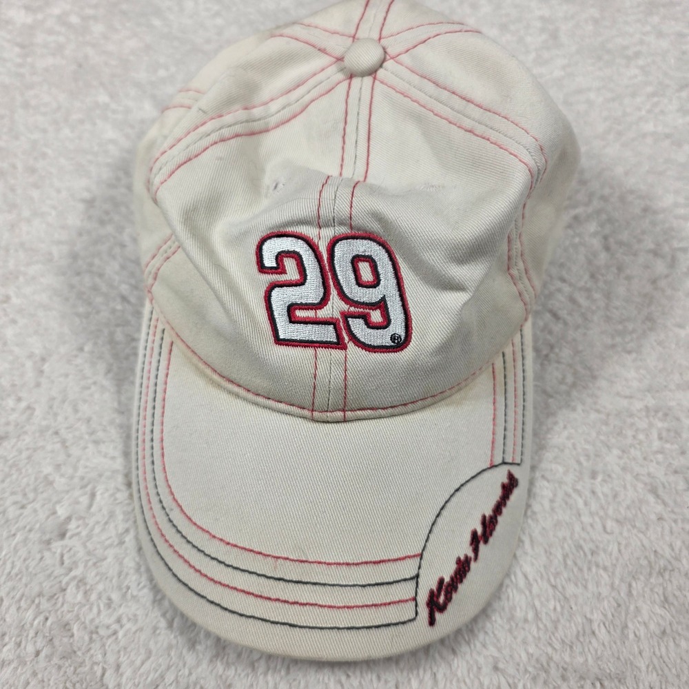 NASCAR Kevin Harvick Hat Mens OSFM Cream 29 Racing Baseball Cap Vintage